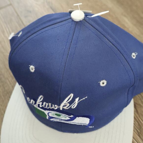 Vintage Team NFL Seattle Seahawks Script Snapback Hat Deadstock 90s Football - Picture 3 of 7